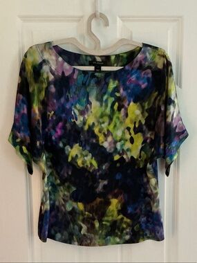 St. John watercolor silk blouse - Blue/Green/Purple
